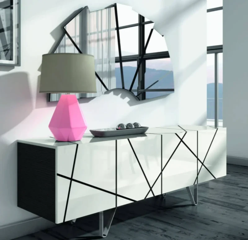 Modern Striped Buffet | White