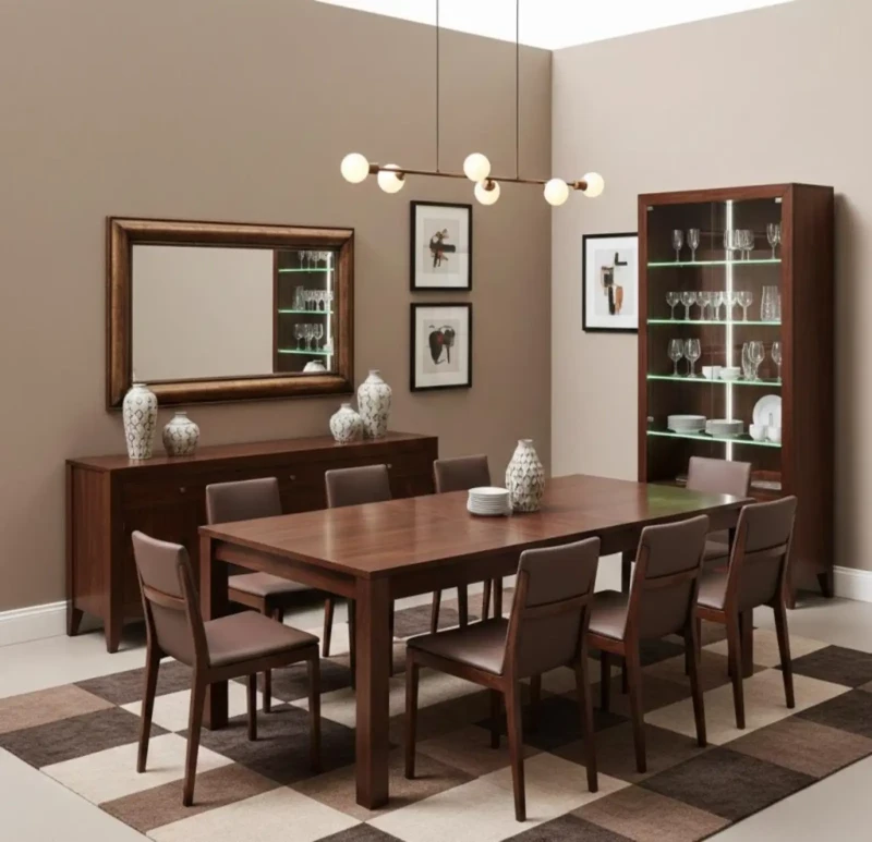 Modern Dining Room Brown | 8 Chairs