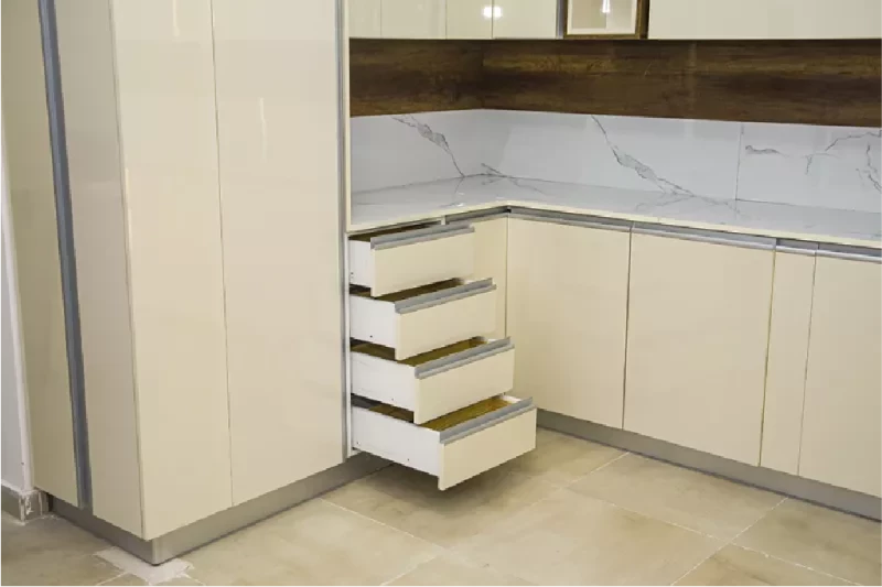 White Polylac Kitchen With Display Units