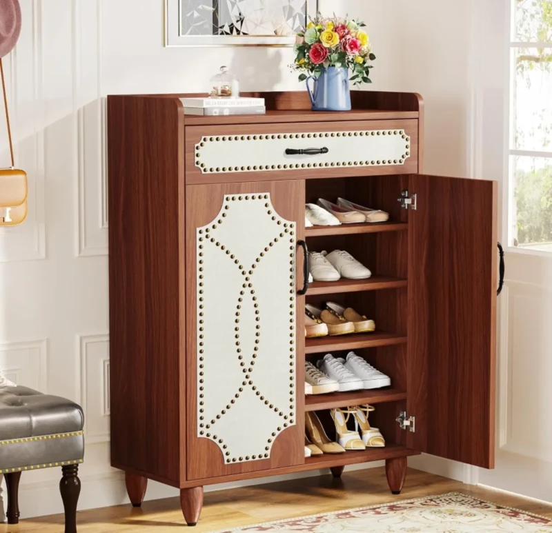 Brown and Beige Shoe Storage Unit