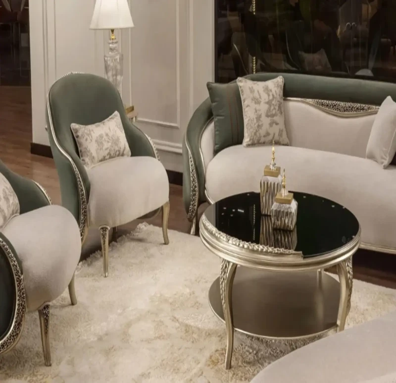 Neoclassical Salon Beige and Olive | 5 Pieces