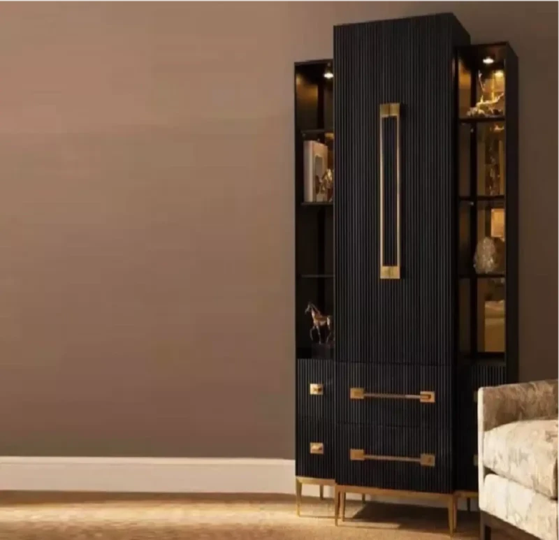 Modern Black Niche Inlaid with Gold Stainless Steel
