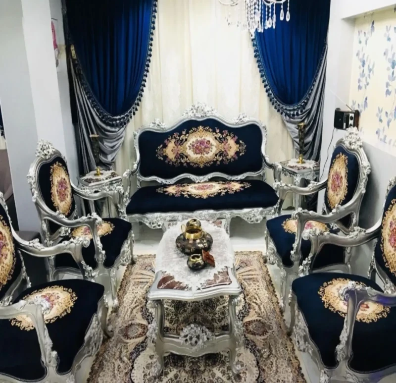 Classic Navy and Gray Salon Set