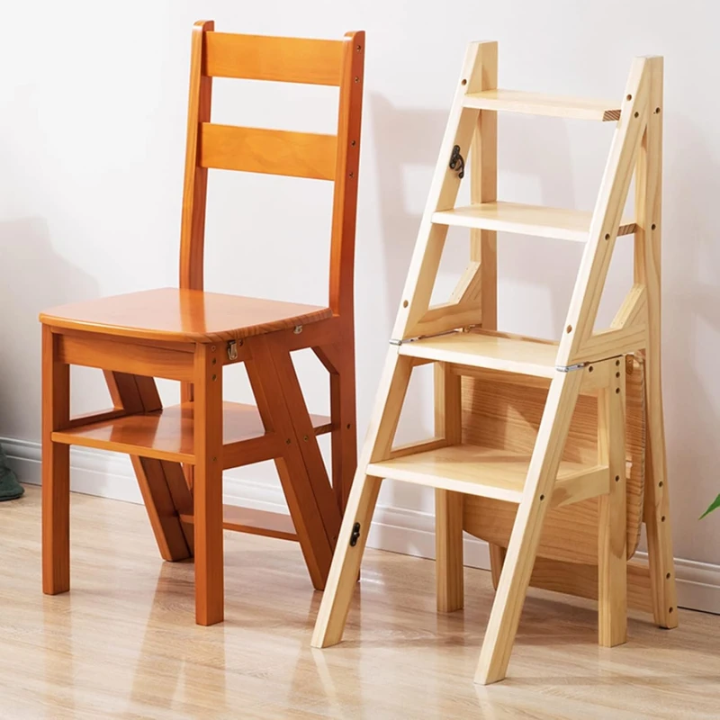 Large Wooden Ladder Chair With 4 Steps