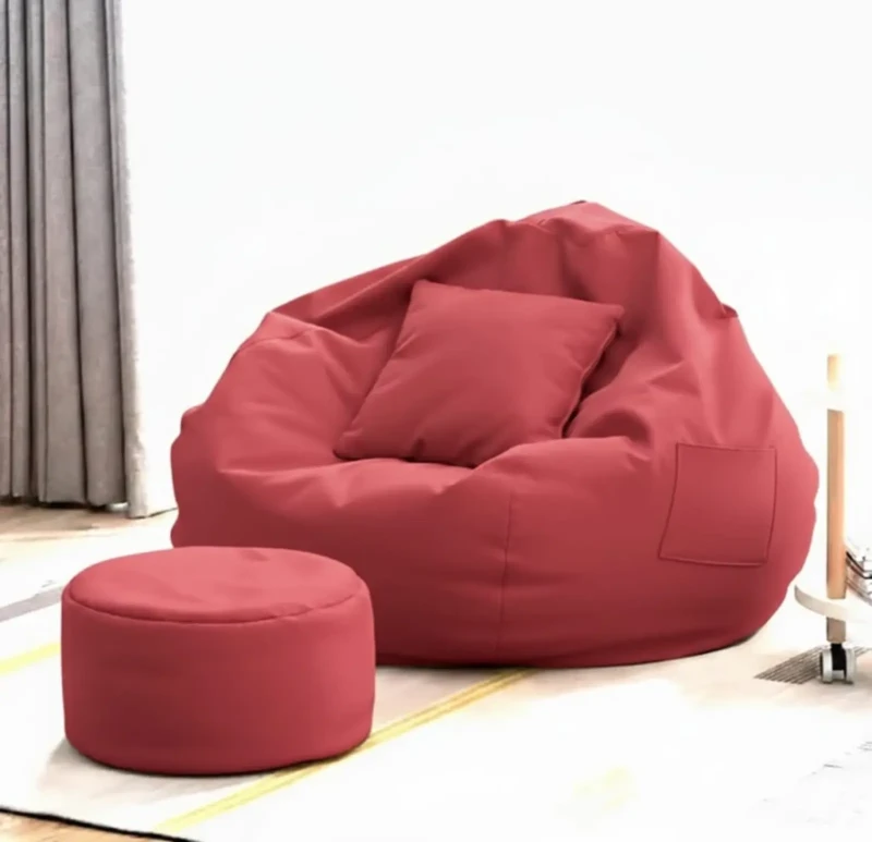 Waterproof Bean Bag Chair with Puff | Red