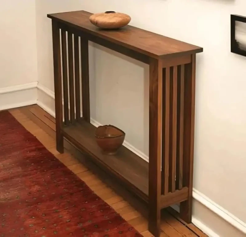 Console With Wooden Base - Dark Brown