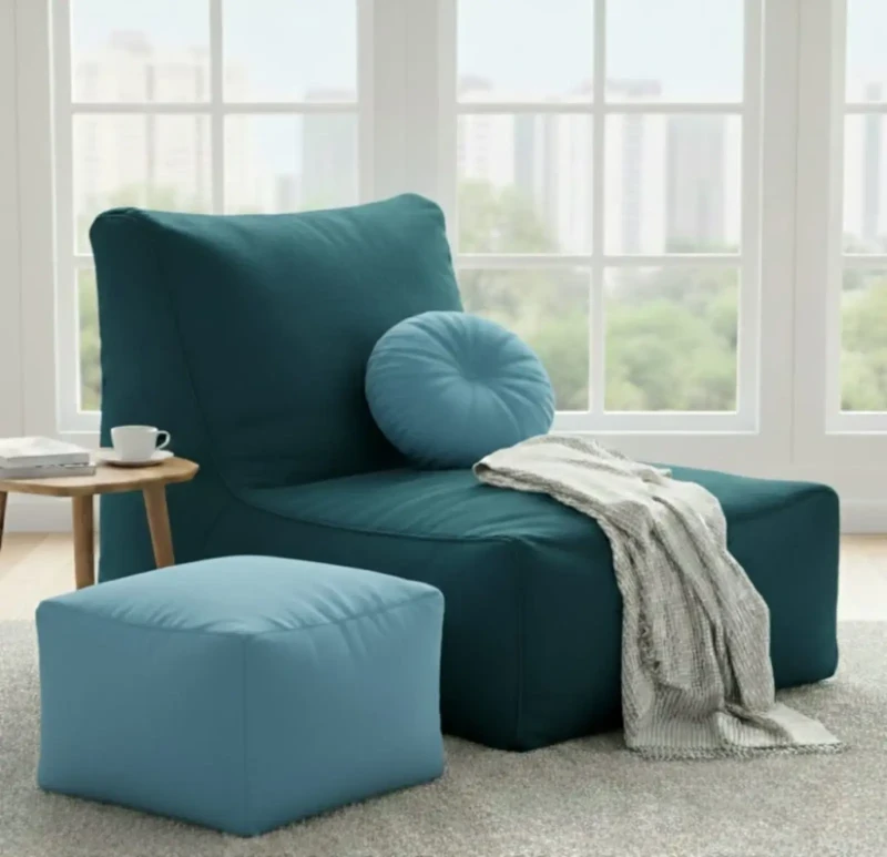 Huge Bean Bag Set With Pillow and Pouf