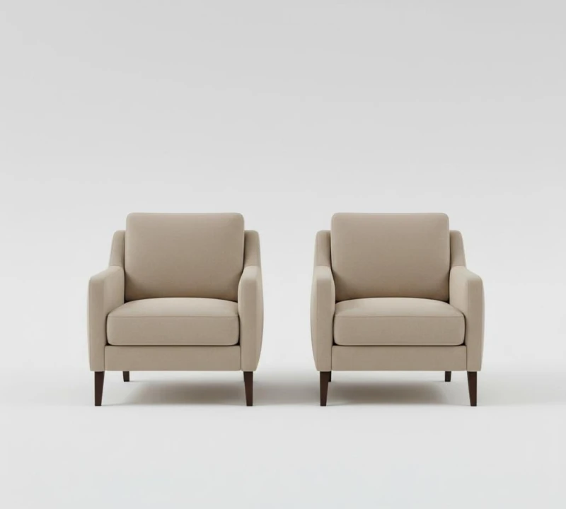 Modern Inverted Leather Sofa Set Brown Beige