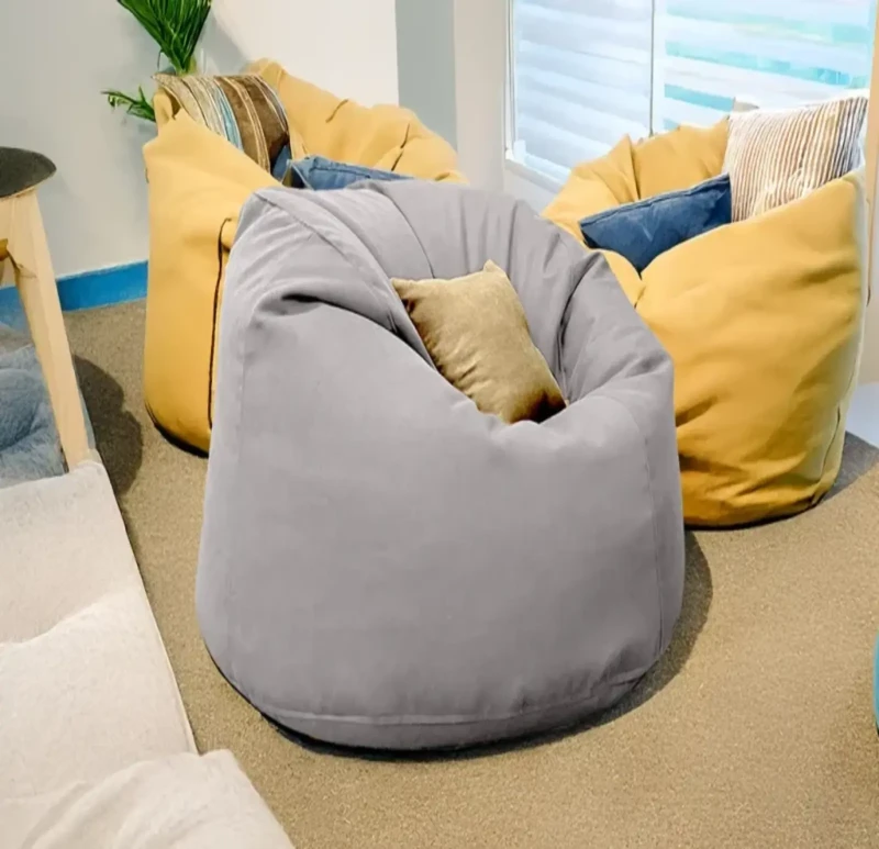 Light gray linen comfy bean bag | 4XL