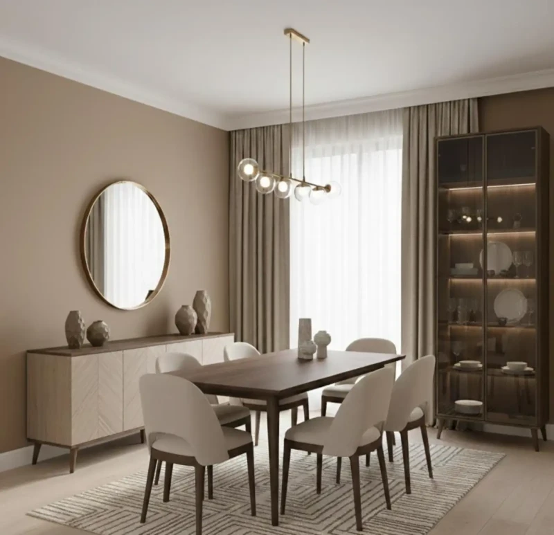 Modern Dining Room In Brown And Beige