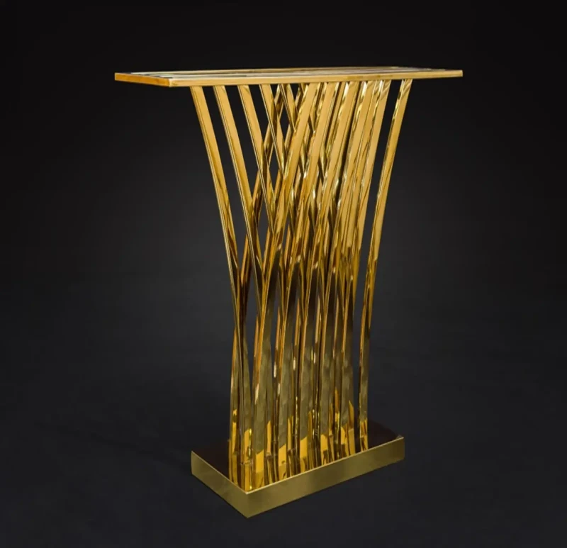 Round Stainless Steel Table With Marble Top