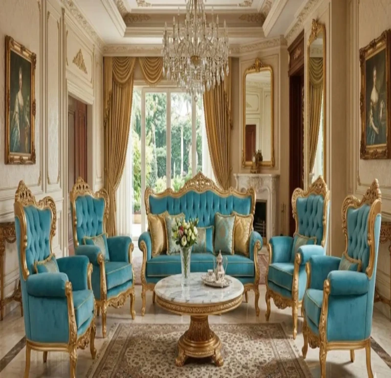 Classic Captune Salon Set | 4 Pieces and a Marble Table