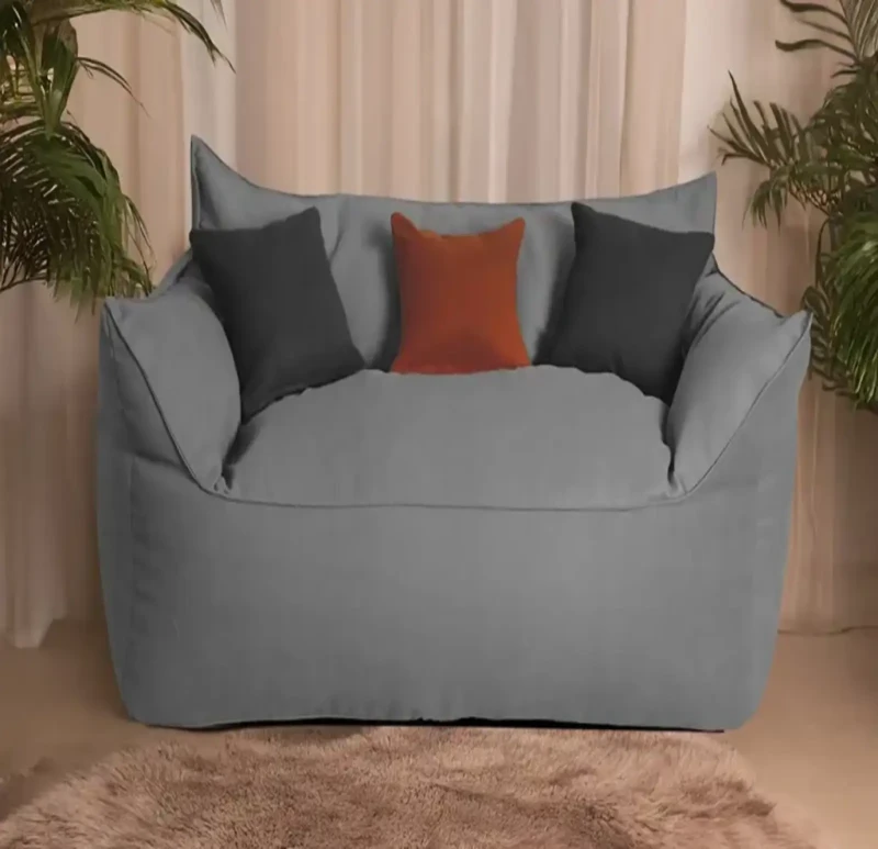 Gray Bean Bag Sofa + Two Cushions as a Gift