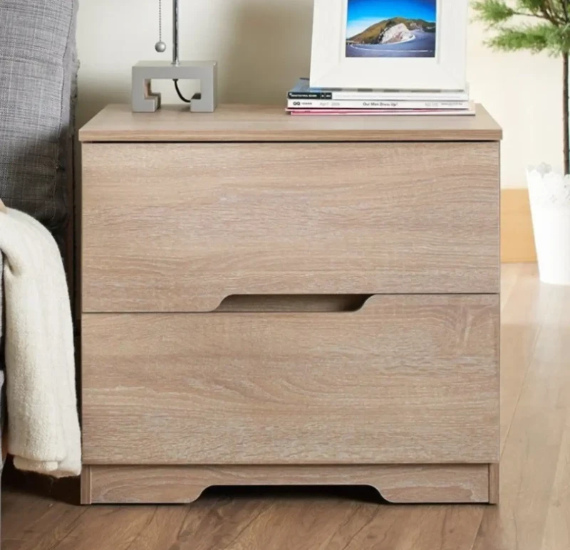 Nightstand With 2 Drawers Modern | Wooden