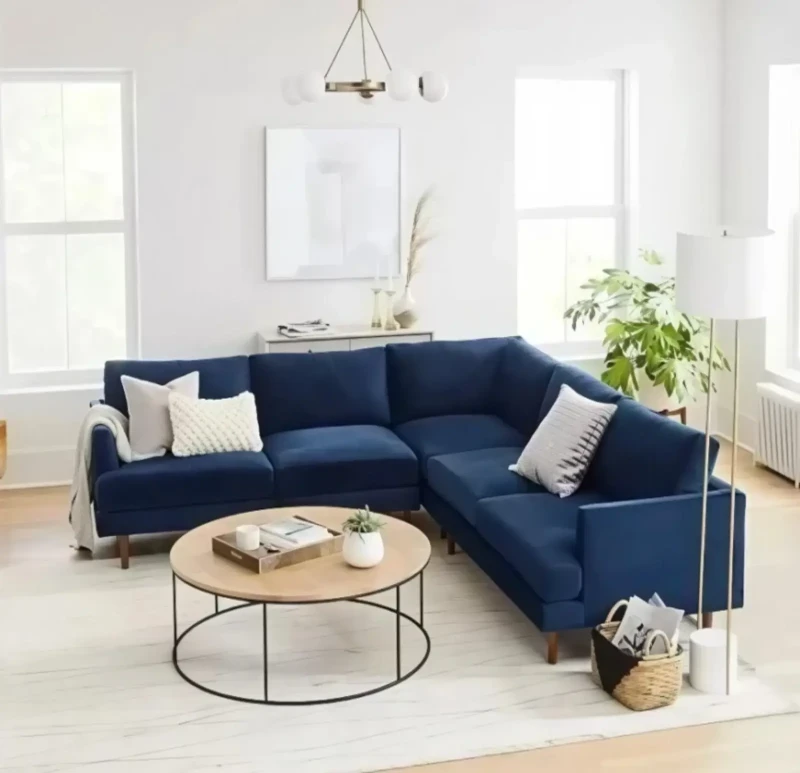 Modern American Blue Sofa L Shape