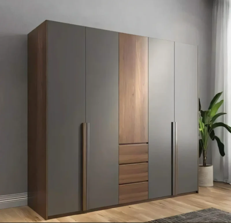 Modern Wooden Wardrobe - Gray