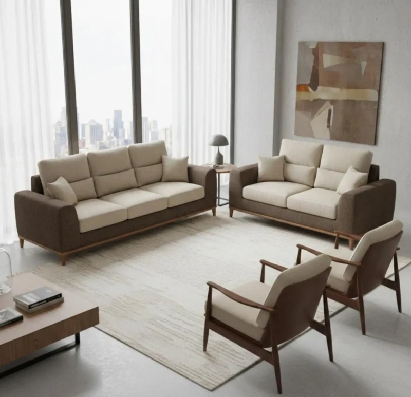 Modern Sofa Set Brown Beige - YAS0066