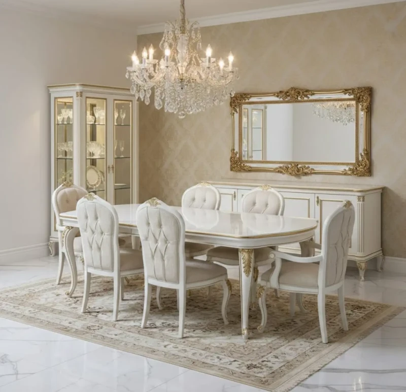 Classic Dining Room White and Gold