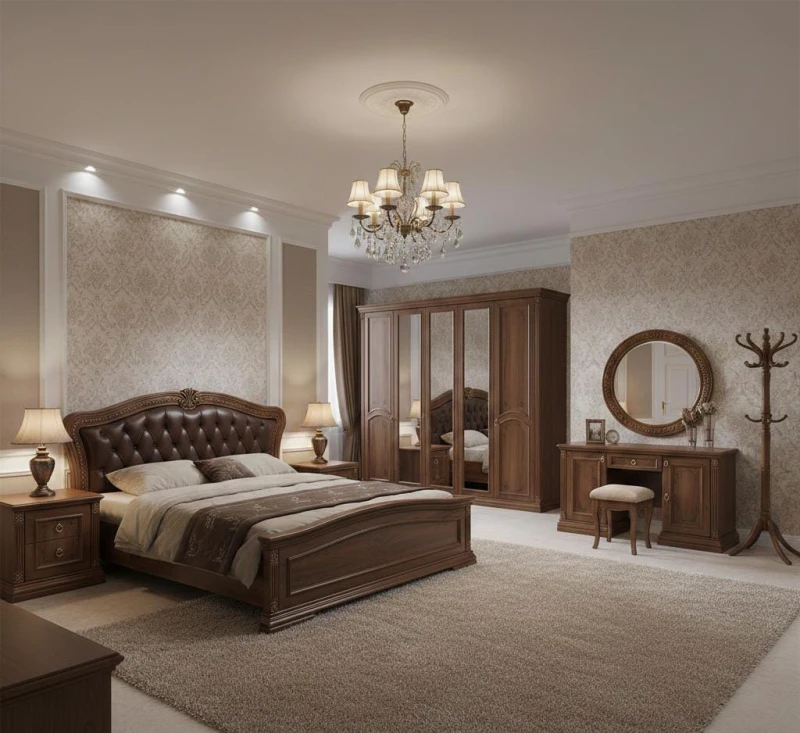 Neoclassic Bedroom Brown 6 Pieces