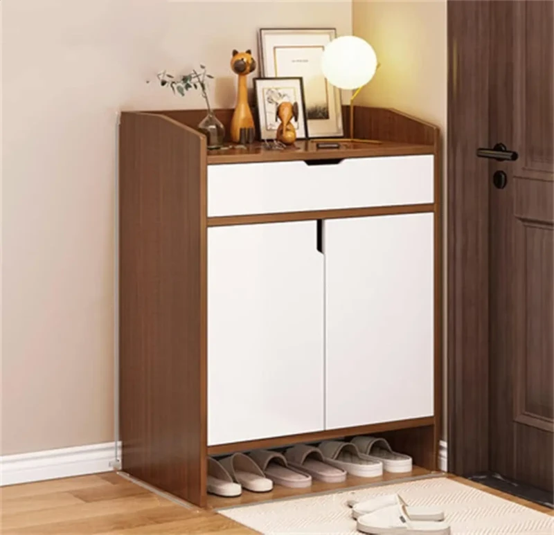 Shoe Cabinet with Drawer and 2 Doors | Brown and Beige