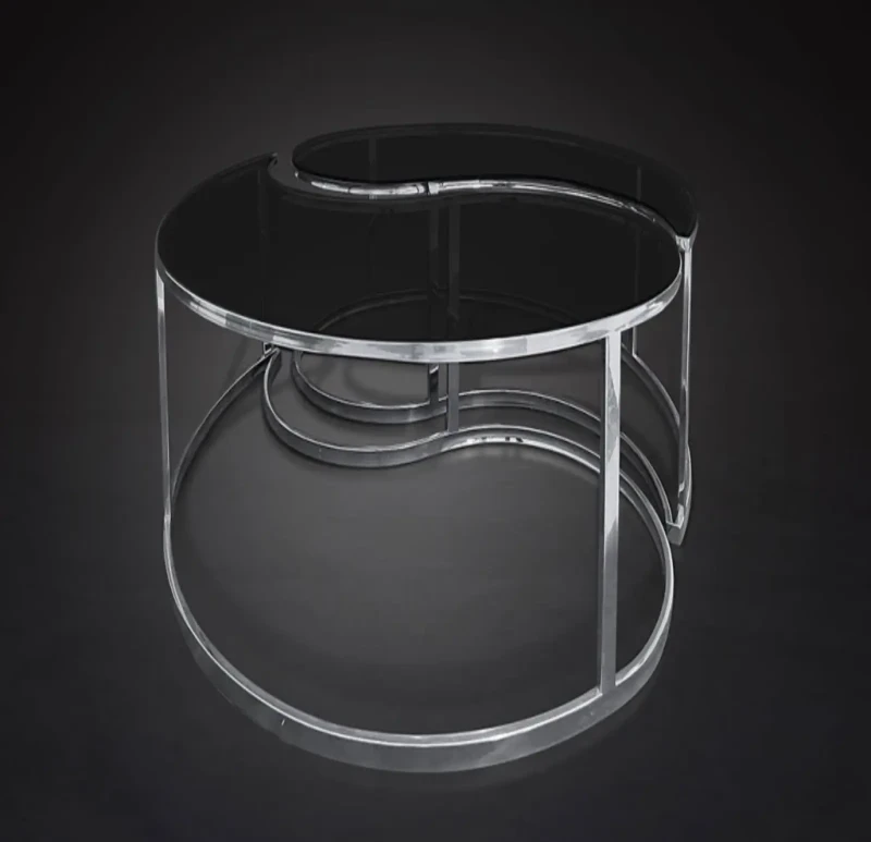 Stainless Steel Heart Table With Black Marble Top