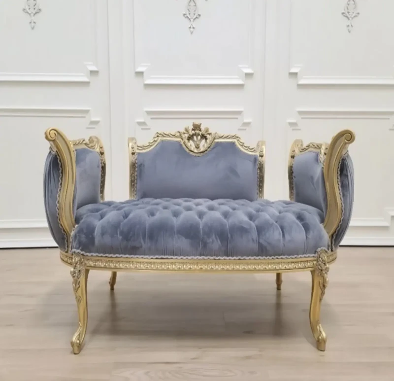 Antique Gray Beech Wood Chaise Longue