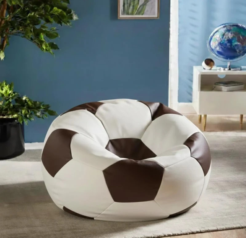 Medium Leather Football Bean Bag | Brown