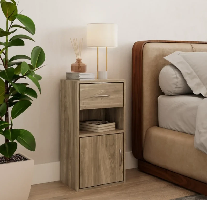 Modern Nightstand, 1 Drawer, With Flip-Up Door | Wooden