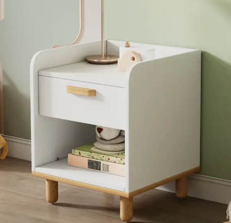 Modern Nightstand With 1 Drawer | Wooden And White