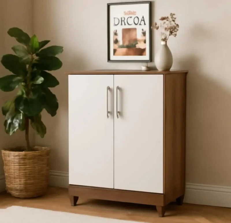 Modern White and Wooden Storage Unit