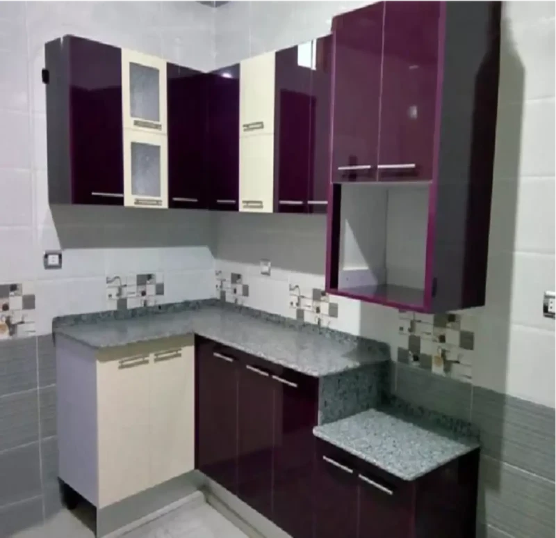 Modern White and Purple Lamy Gloss Kitchen