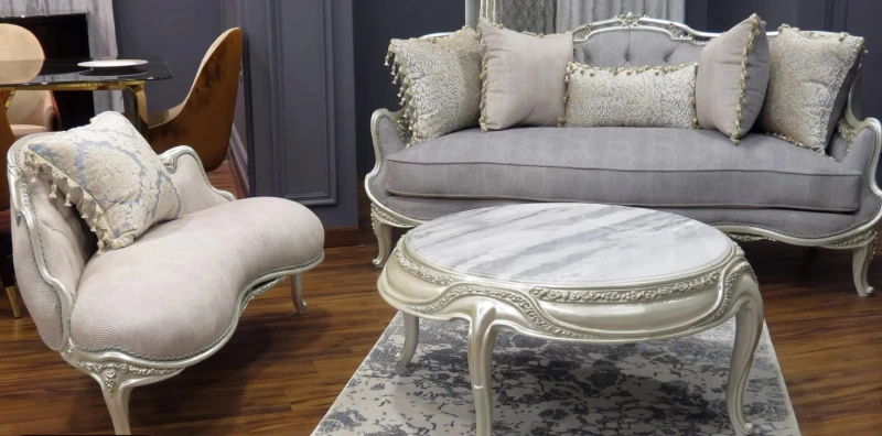 Gray and Kashmir Salon Set | 6 Pieces