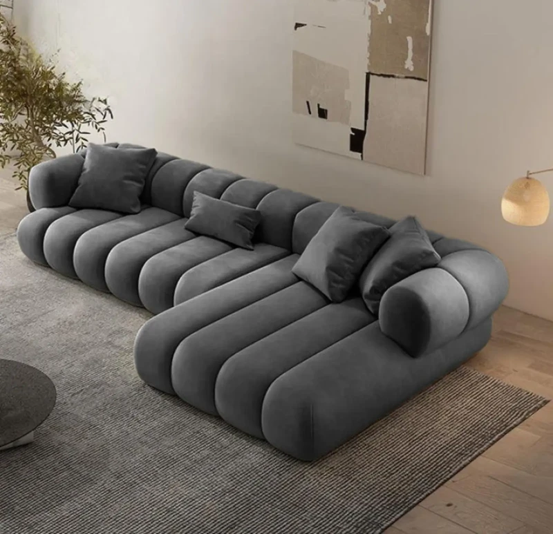 Modern L-Shaped Corner With Circular Edges | Gray