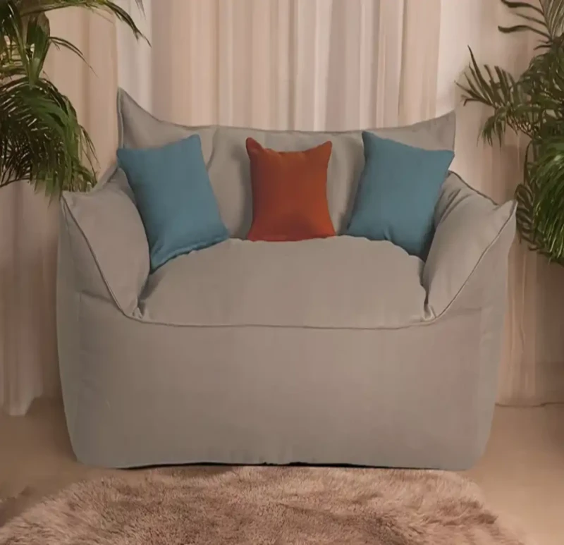 Beige Bean Bag Sofa + Two Cushions as a Gift