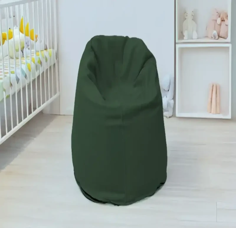 Dark Green Linen Bean Bag | Small