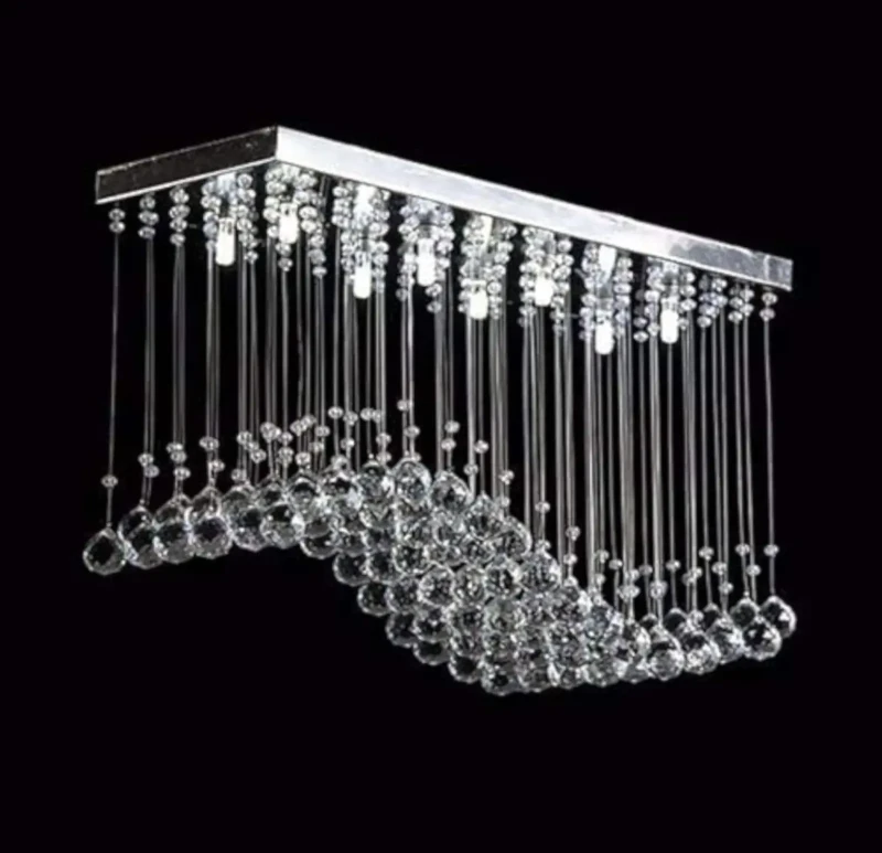 Modern Rectangular Crystal Chandelier | Stainless