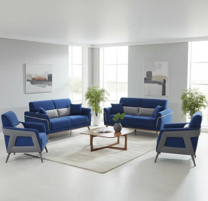 Modern Sofa Set Blue - Gray