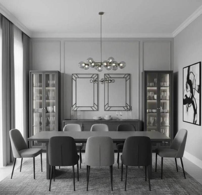 Modern Dining Room With 8 Chairs and 2 Niches Size 70