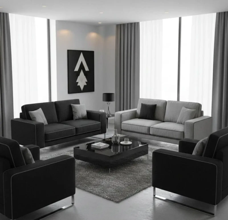 Modern Sofa Set Black - Gray