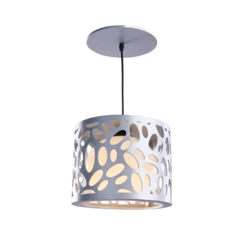 Modern Wooden Pendant 1 Silver Bulb