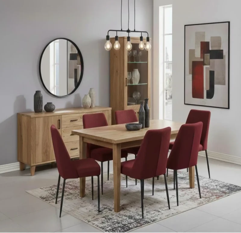 Modern Dining Room With 6 Chairs Red