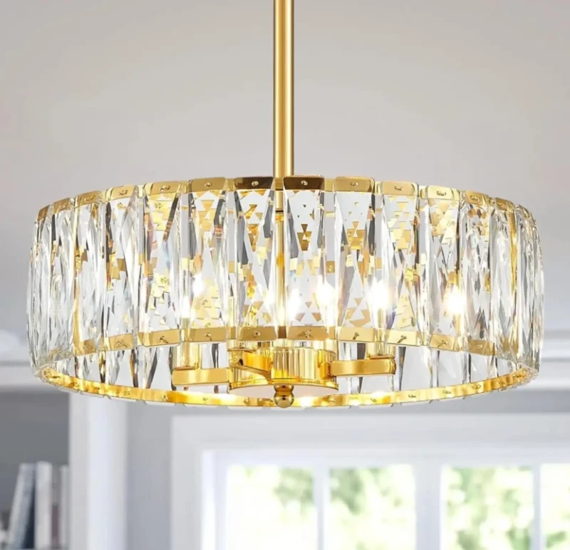Modern Crystal Circular Chandelier | Golden