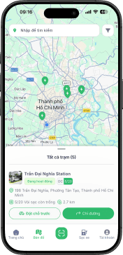 Tìm kiếm trạm sạc trên bản đồ.