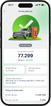 Kiểm tra phiên sạc và nhận hóa đơn.