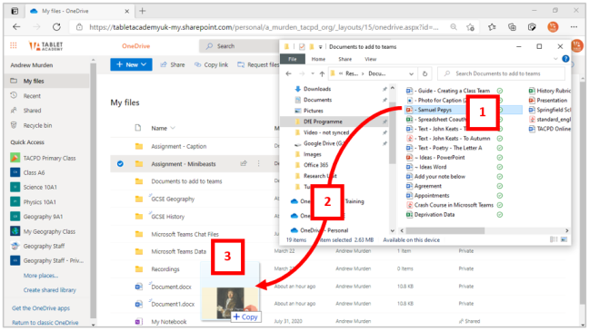 Dragging from File Explorer and dropping it into OneDrive