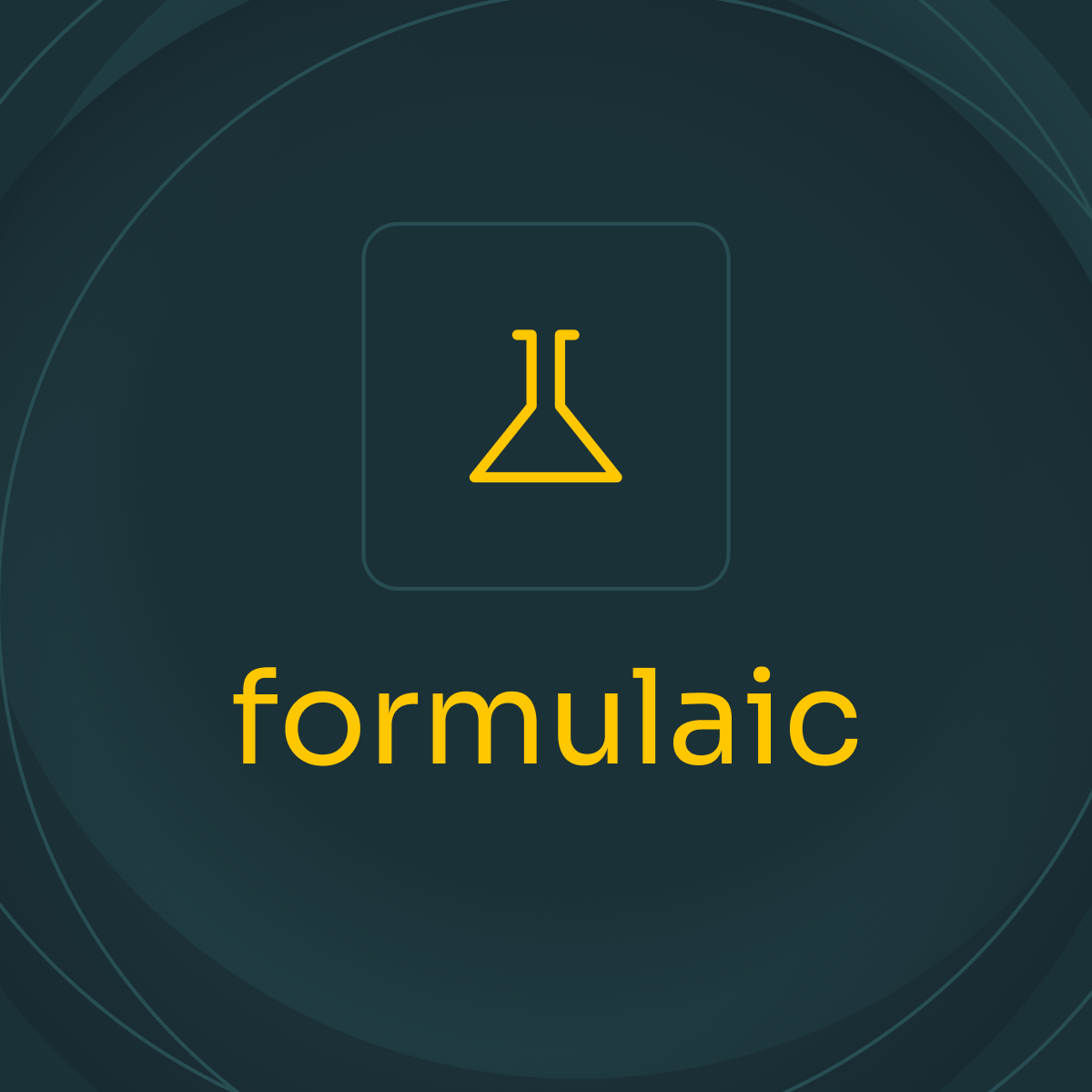  An image of the Formulaic logo and workdmark on an abstract background design.