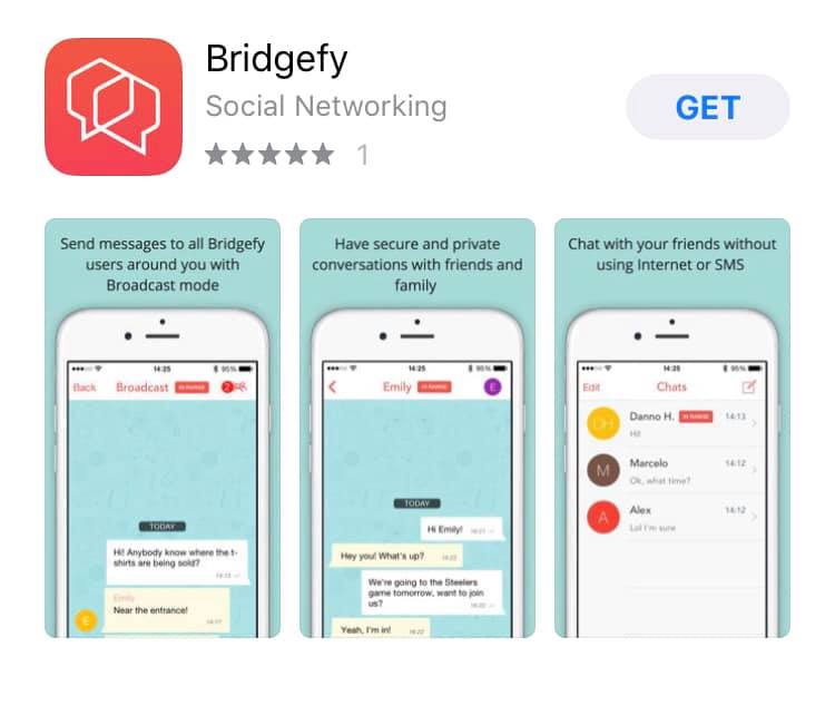 使用藍牙技術的通訊軟體Bridgefy