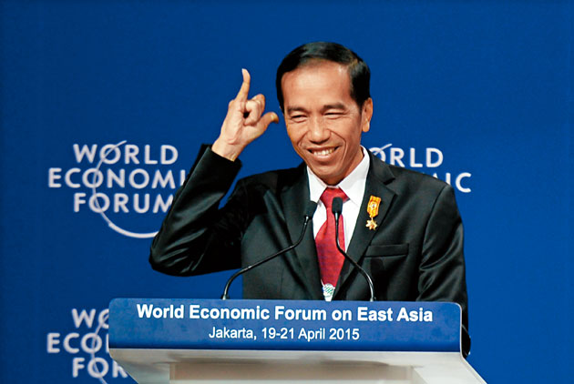 印尼總統佐科威在世界經濟論壇上發表言論。