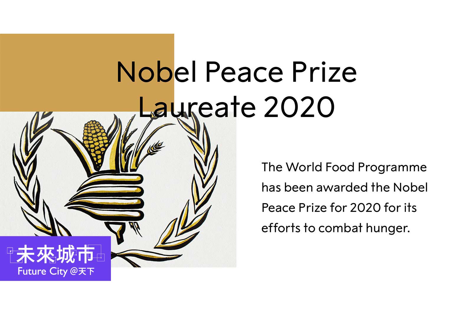 2020年諾貝爾和平獎的得主為聯合國世界糧食計劃署（World Food Programme ，WFP）。