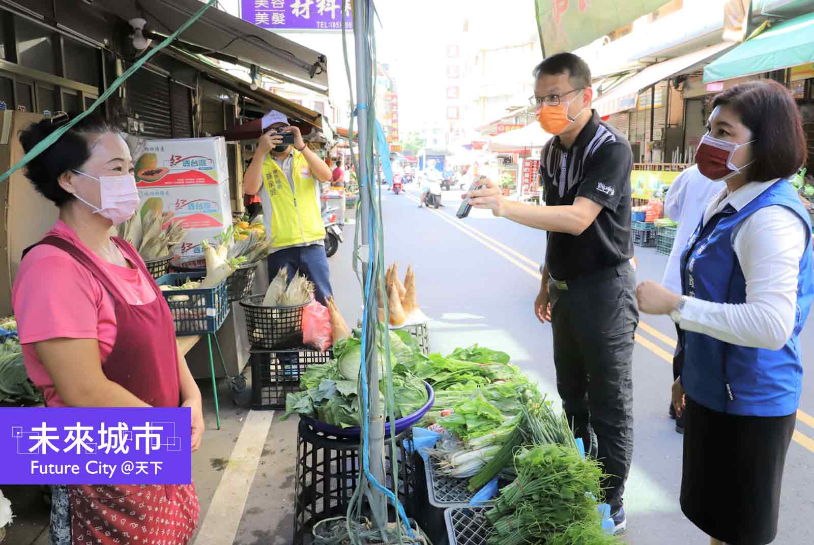 雲林縣政府運用科技防疫，避免菜市場人潮聚集。